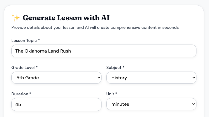 Create Lesson